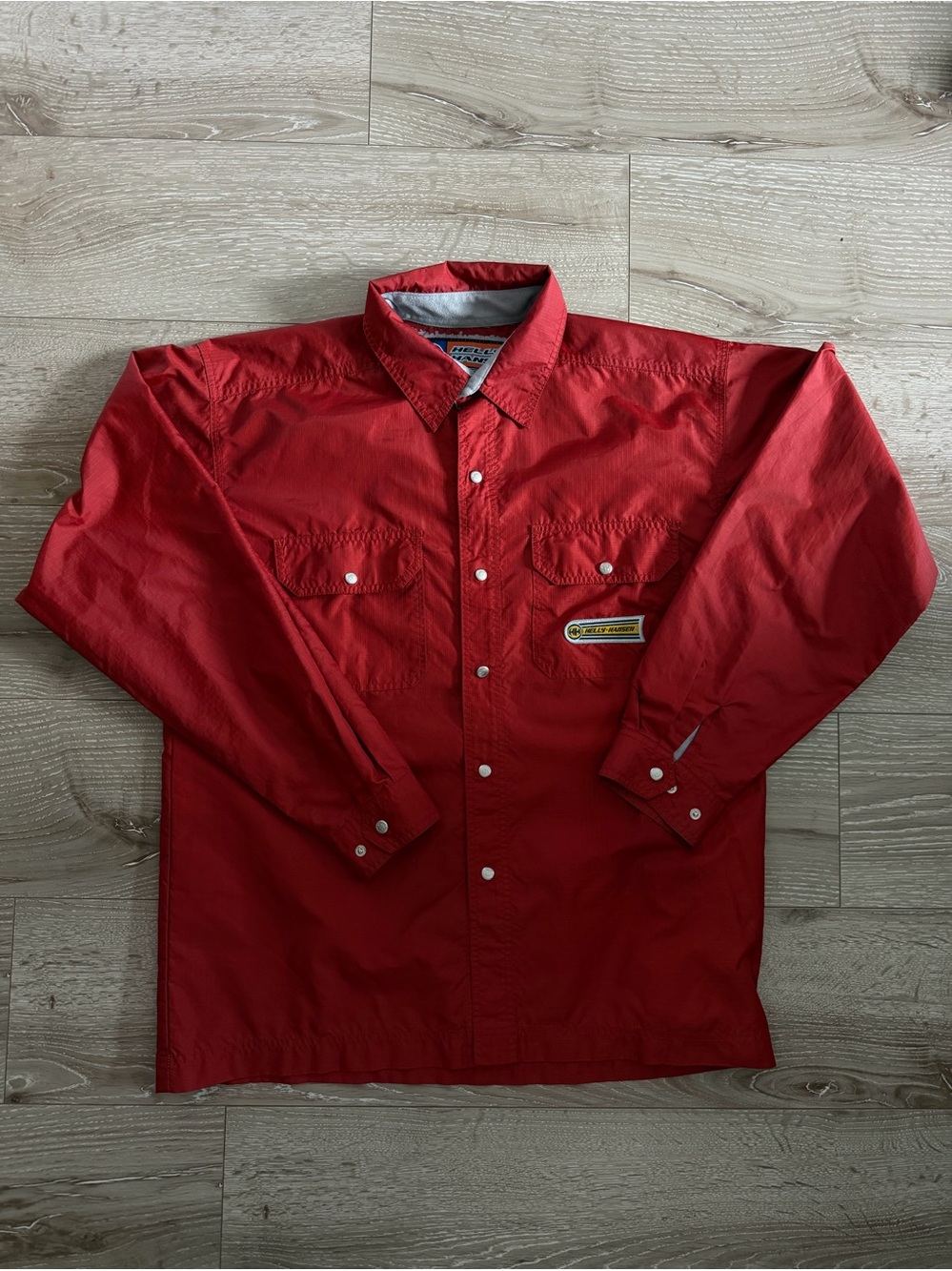 Vintage Helly Hansen Red Lightweight Snap-Front Shirt Jacket
